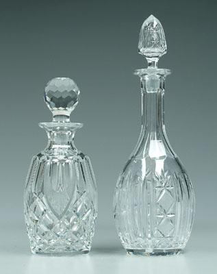Two cut glass decanters: one Waterford