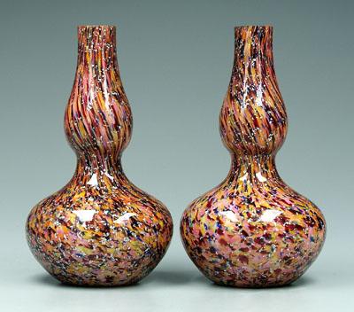 Two cased glass vases: gourd form,