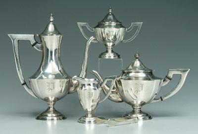 Japanese silver tea service, urn