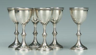Six sterling goblets: York pattern,