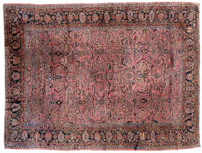 Sarouk rug, repeating floral designs