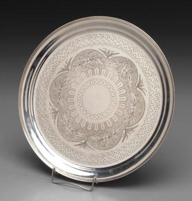 Russian silver tray round with 9472b