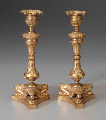 Pair bronze dore Empire candlesticks  94730