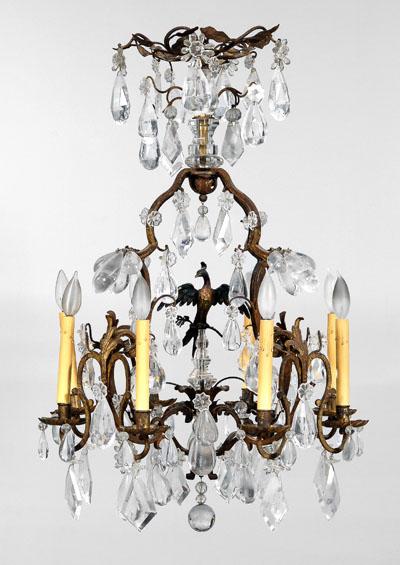 Very fine rock crystal eight-light chandelier,
