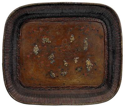 Monumental Japanese copper tray,