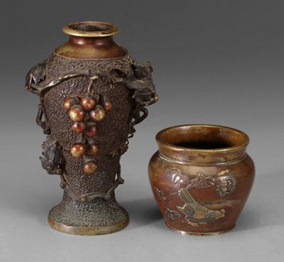 Two Japanese bronze pieces: jar with