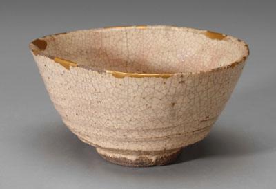 Japanese chawan (tea bowl), gray stoneware,