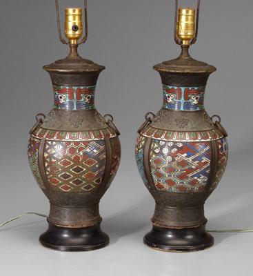 Pair Japanese champleve vases  94756