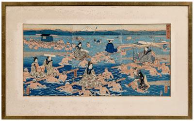 Japanese woodblock triptych Hiroshige 9475c