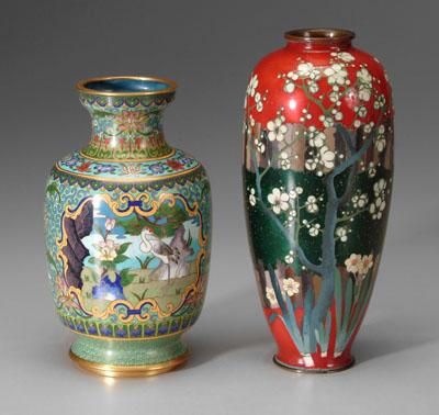 Two Asian cloisonn eacute vases  94761