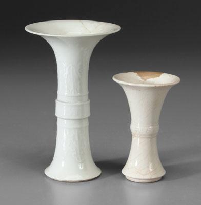Two Chinese gu vases one blanc 9477b