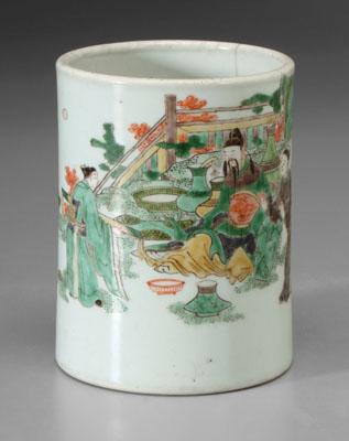 Chinese famille verte brush pot,