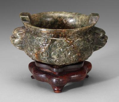 Chinese carved stone tripod censer,