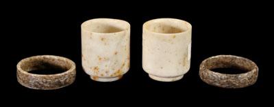Four Chinese carved stone items: