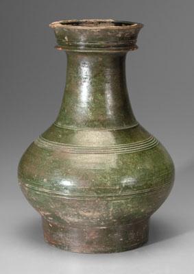 Chinese hu vase olive green glaze  94790