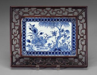 Chinese blue and white tile, lotuses