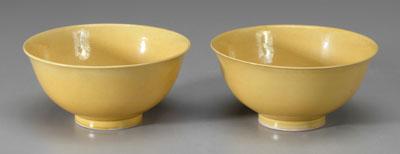 Pair Chinese yellow glazed bowls  9479f