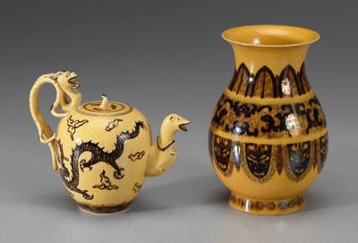 Two Chinese yellow-ground pieces: