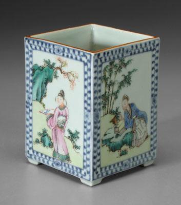 Chinese famille verte brush pot  947ae