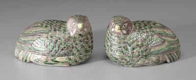 Pair Chinese famille verte quail: