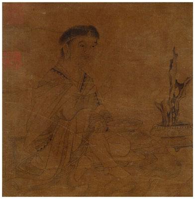 Chinese ink on silk painting foreigner 947b5