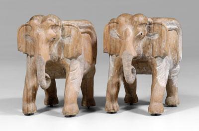 Pair carved elephant form armchairs  947c1
