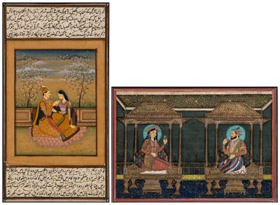 Two Persian miniature paintings,