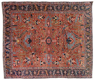 Heriz rug, repeating geometric designs