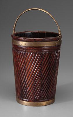 Brass mounted peat bucket reeded 94822