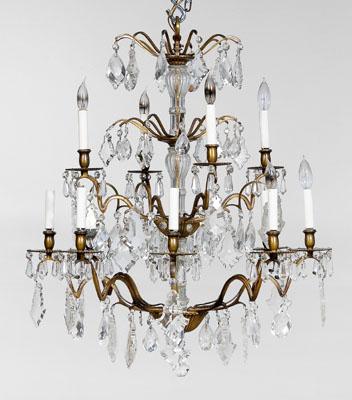 Italian brass and crystal chandelier  94829