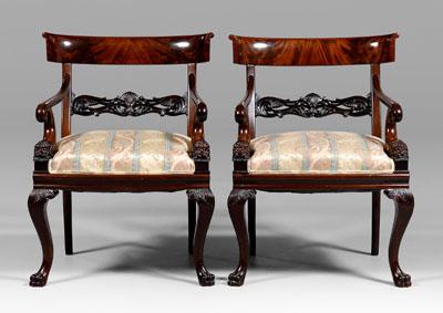 Fine pair Regency style armchairs: