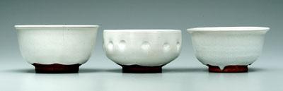 Three Ben Owen bowls, all with white