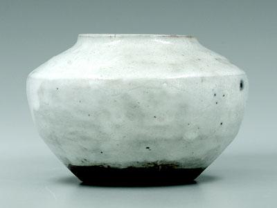 Jugtown rose bowl, foamy white glaze,