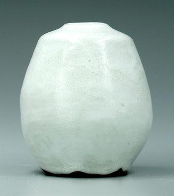 Ben Owen egg vase, foamy white glaze,