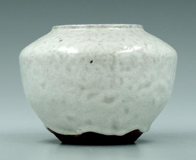 Ben Owen rose bowl, foamy white glaze,