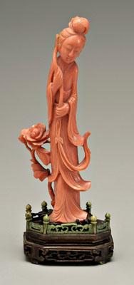 Chinese carved coral figure slender 94c97