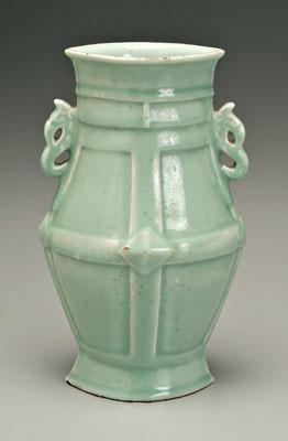 Chinese celadon vase, flattened baluster