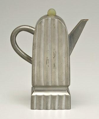 Deco style Chinese pewter teapot, flattened