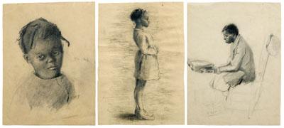 Three African-American drawings: standing