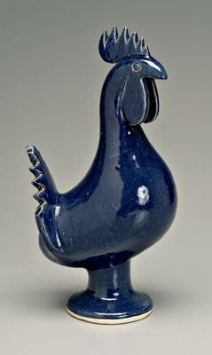 Edwin Meaders rooster, blue glazed stoneware,