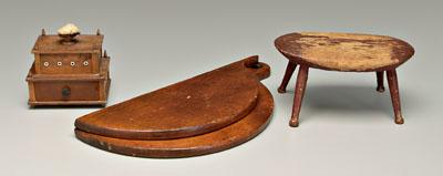 Stool, work board and thread case: