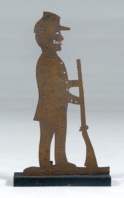 Sheet iron weathervane, cutout of soldier,