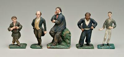 Carved and painted wood figures: