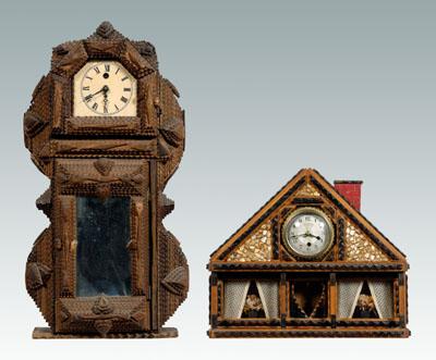 Two folk art clocks: French key-wind