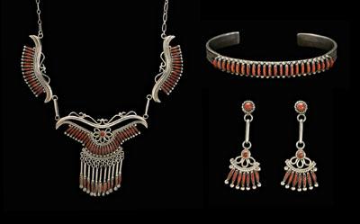 Zuni coral silver jewelry sterling 94d36