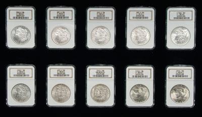 Ten choice BU U.S. silver dollars, James