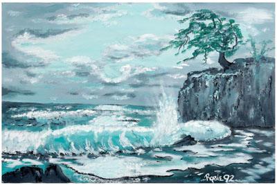 Painting signed Robie seascape  94d6c