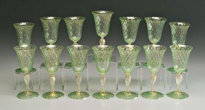 Set of 14 Murano glass goblets: