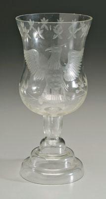 Intaglio cut eagle candle stand,