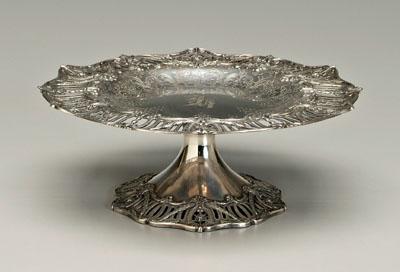 Sterling tazza, openwork borders,